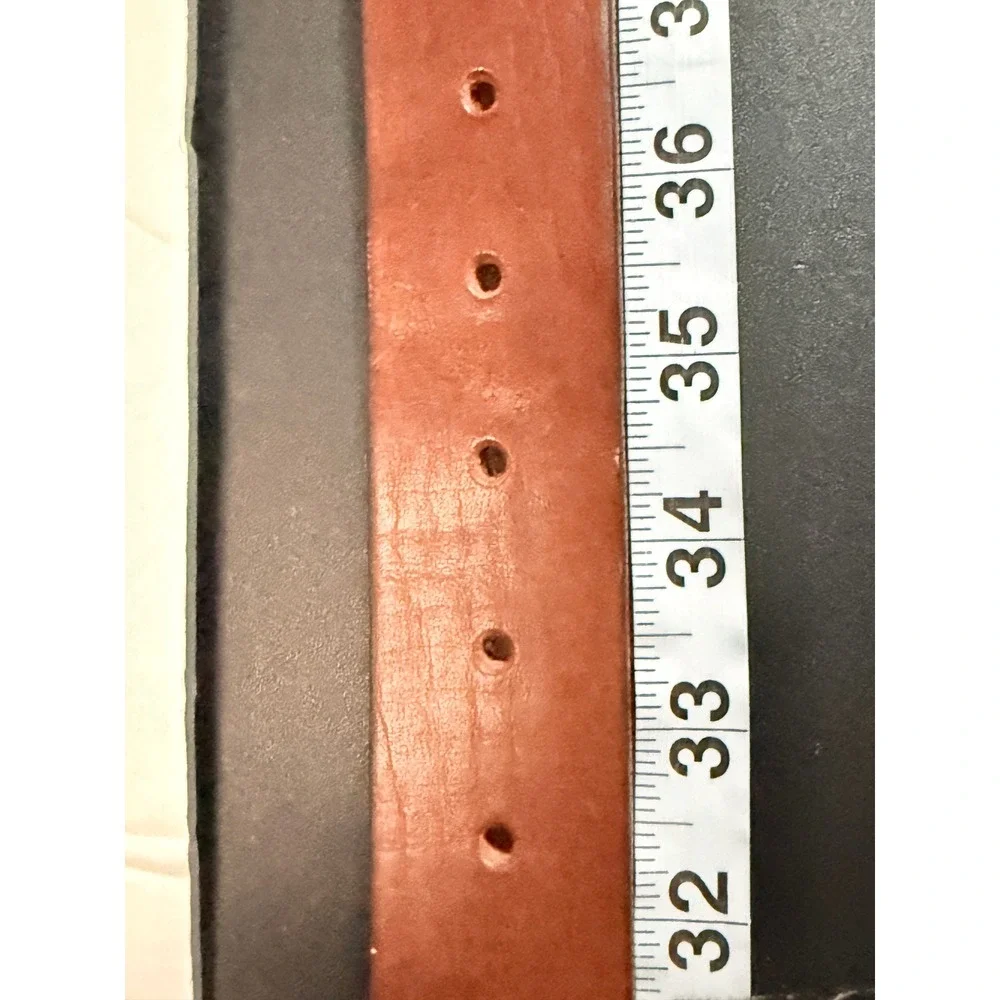 GAP Vintage Y2K Mens Cognac Brown Leather Belt 36 Silver Buckle Rugged Grunge